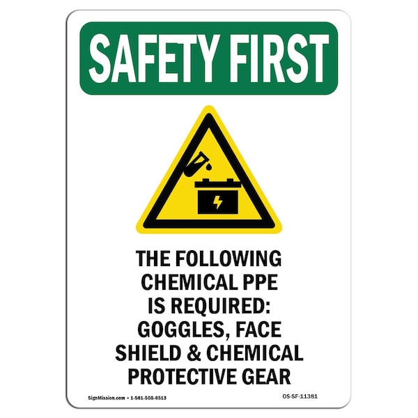 OSHA, 5" Height, Decal, 5" H, Portrait, PK10, Following Chemical
